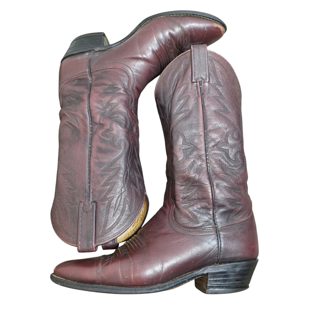 Dan Post Men's 9.5 D Burgundy Leather Western Cowboy Boots Made in USA 112 R
